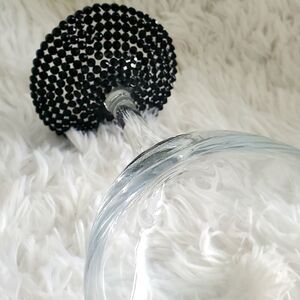 Handmade Black Rhinestone Bling Wine Glass